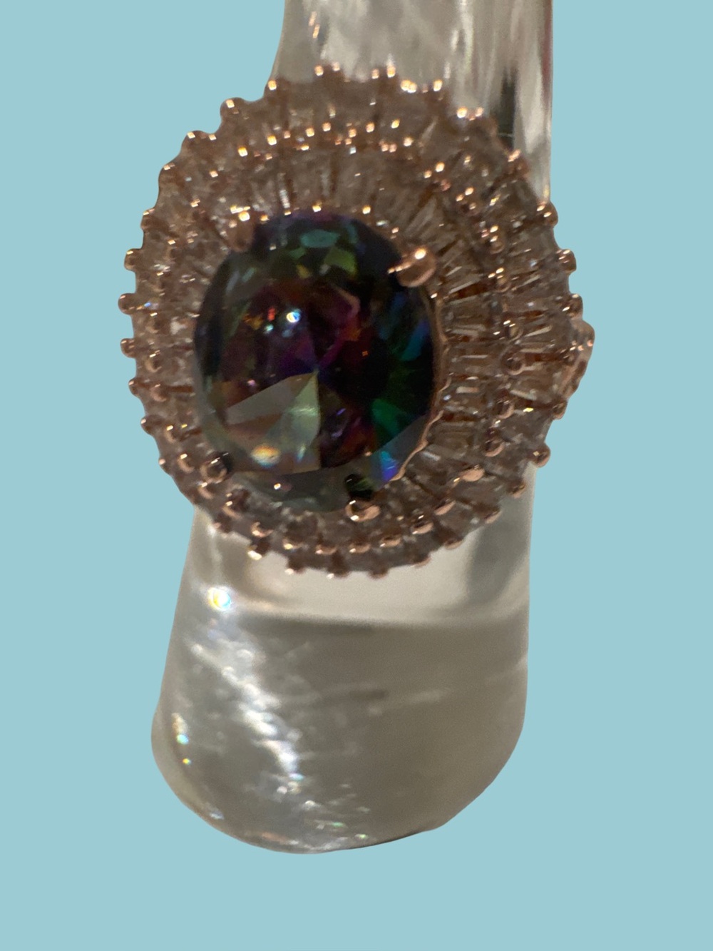 Mystic Topaz Halo Cocktail Ring - Rose Gold